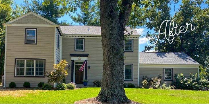 Light brown house after new roof